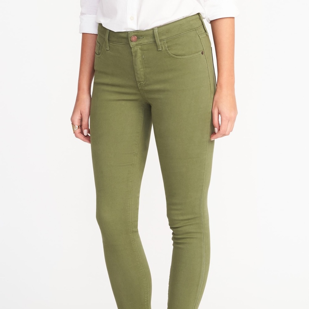 Old Navy Mid-Rise Rockstar Jeans in Olive Green